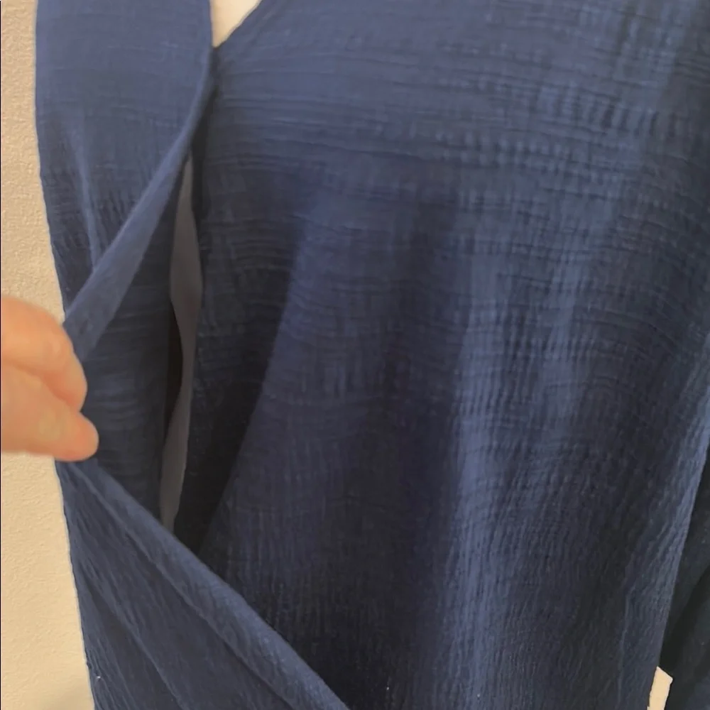 a.n.a Deep Blue V-Neck Blouse - Picture 4 of 9